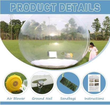10FT Inflatable Snow Globe 0.5mm PVC Dekorasi Natal Raksasa Transparan Inflatable Bubble Igloo Tent