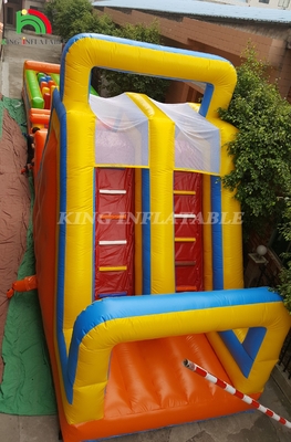 Custom Sport Inflatable Carnival Games Inflatable Challenge Race Course Obstacle Course dengan Double Lane Climbing dan Slide
