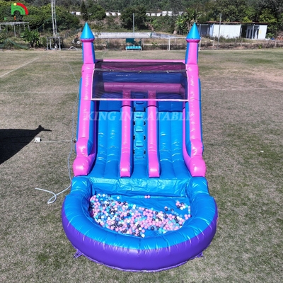 Komersial 100% PVC Double Lane Inflatable Water Slide Outdoor Wet Dry Slide Air Besar Dengan Kolam Splash