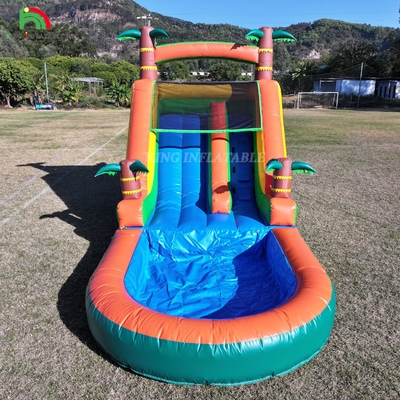 21x9x12FT Commercial Grade PVC Bounce House Air Slide Inflatable Slide Tropical dengan Splash