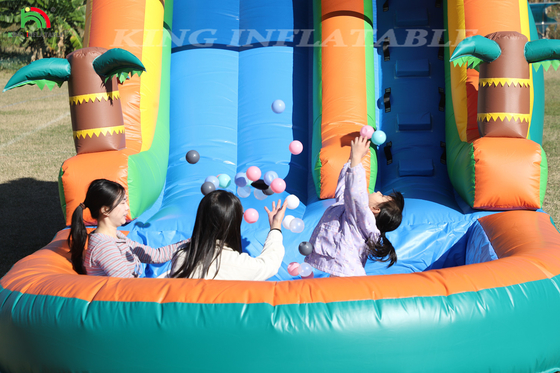 21x9x12FT Commercial Grade PVC Bounce House Air Slide Inflatable Slide Tropical dengan Splash