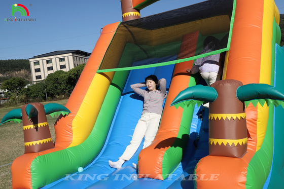 21x9x12FT Commercial Grade PVC Bounce House Air Slide Inflatable Slide Tropical dengan Splash