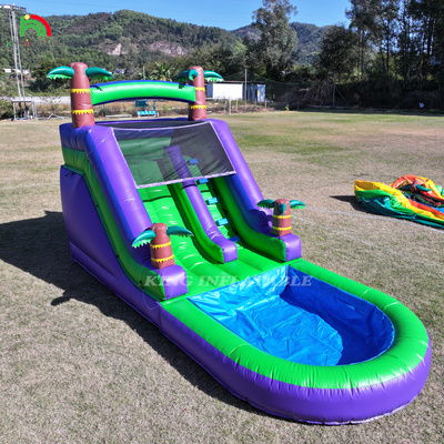 Komersial PVC Air Slide Inflatable Outdoor Backyard Kids Water Slide Dengan kolam renang air yang lebih besar & 1100W Blower
