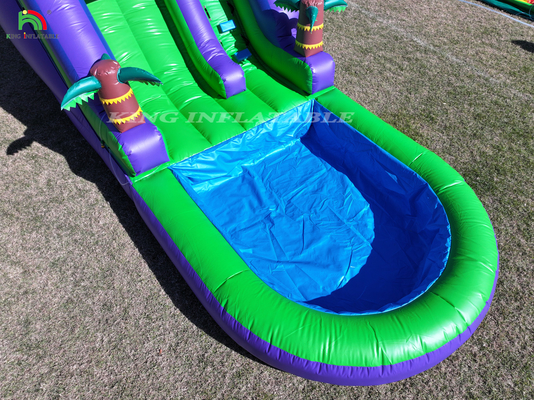 Komersial PVC Air Slide Inflatable Outdoor Backyard Kids Water Slide Dengan kolam renang air yang lebih besar & 1100W Blower