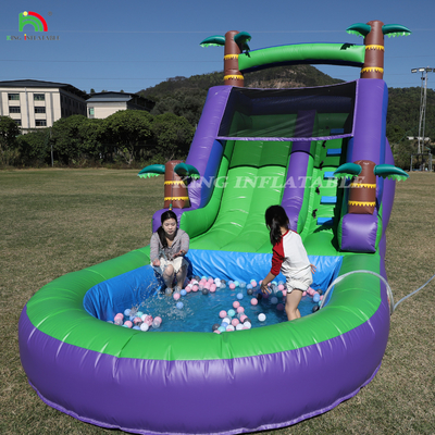 Komersial PVC Air Slide Inflatable Outdoor Backyard Kids Water Slide Dengan kolam renang air yang lebih besar & 1100W Blower