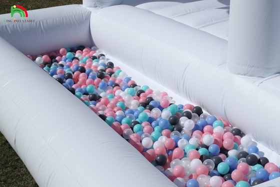 13x13x10ft komersial White Bounce House Jumper besar Bouncy Inflatable Castle untuk Anak-anak Dewasa dengan Slide & Ball Pit
