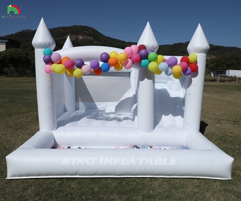 13x13x10ft komersial White Bounce House Jumper besar Bouncy Inflatable Castle untuk Anak-anak Dewasa dengan Slide & Ball Pit