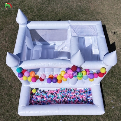 13x13x10ft komersial White Bounce House Jumper besar Bouncy Inflatable Castle untuk Anak-anak Dewasa dengan Slide & Ball Pit