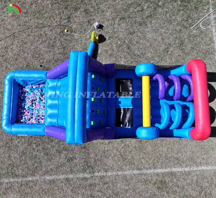 Outdoor Commercial Inflatable Bouncer Combo Bounce House Kids Party Bouncy Castle dengan Slide Ball Pit Climbing Obstacle Blower