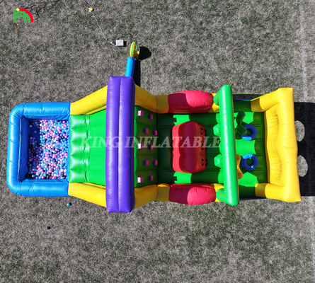 Bouncer Inflatable Combo Obstacle Course Bounce Castle Rumah Dengan Slide Ball Pit Climbing Obstacle Blower