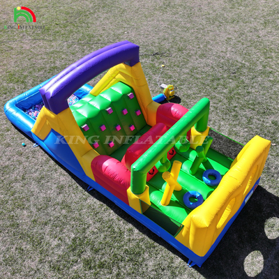 Bouncer Inflatable Combo Obstacle Course Bounce Castle Rumah Dengan Slide Ball Pit Climbing Obstacle Blower