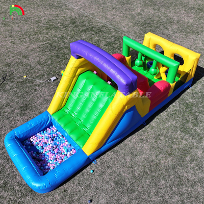 Bouncer Inflatable Combo Obstacle Course Bounce Castle Rumah Dengan Slide Ball Pit Climbing Obstacle Blower