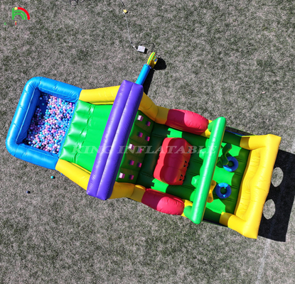 Bouncer Inflatable Combo Obstacle Course Bounce Castle Rumah Dengan Slide Ball Pit Climbing Obstacle Blower