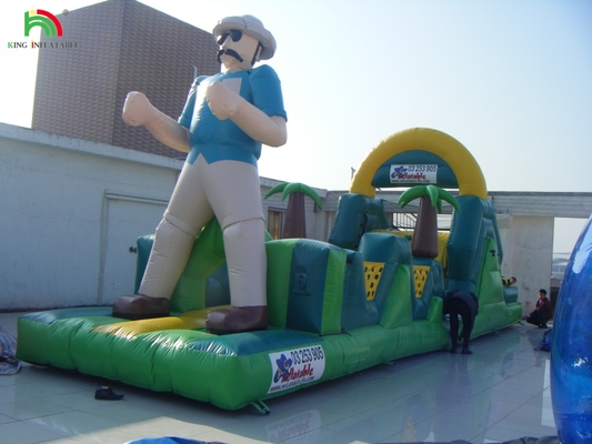 Kursus Hambatan Inflatable Komersial Kursus Hambatan Inflatable Dengan Slide Kursus Hambatan Inflatable Castle