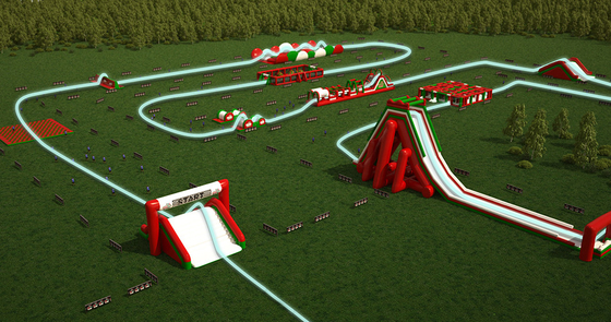 PVC Tarpaulin 5k Penghalang Inflatable Course Combo Large Slide Interaktif Penghalang Inflatable Dewasa