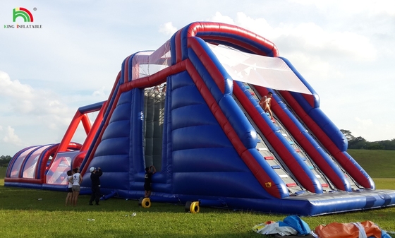 PVC Tarpaulin 5k Penghalang Inflatable Course Combo Large Slide Interaktif Penghalang Inflatable Dewasa