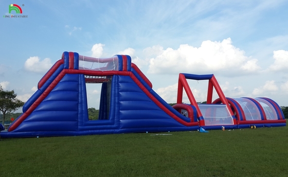 Komersial Outdoor Inflatable Obstacle Course Tantangan Dewasa Inflatable Climb Bounce House Olahraga Game