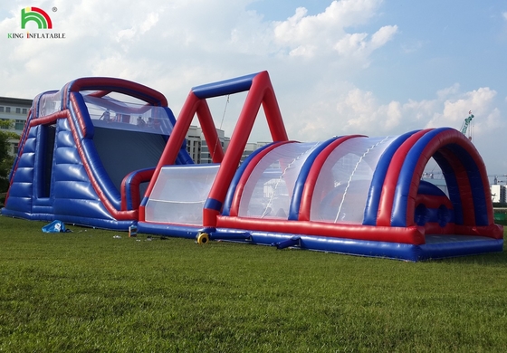 Komersial Outdoor Inflatable Obstacle Course Tantangan Dewasa Inflatable Climb Bounce House Olahraga Game