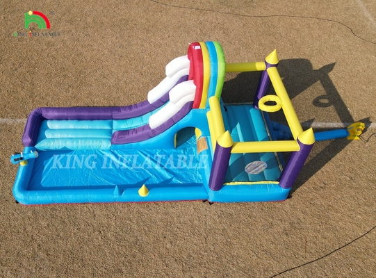 Kombo Rumah Bounce Inflatable Dengan Slide Mendaki Tembok Hambatan Trampolin Bola Pit Pool