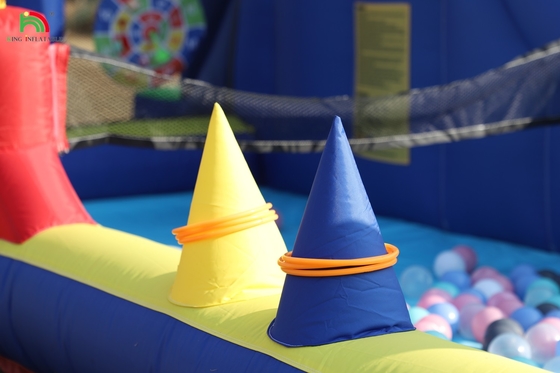 Kids Party Wet DryInflatable Bounce House Water Slide Bouncer Combo Dengan Lebih Besar Splash Pool Climbing Blower Basket Dartboard