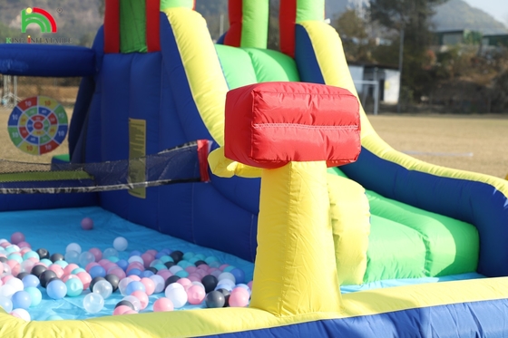 Kids Party Wet DryInflatable Bounce House Water Slide Bouncer Combo Dengan Lebih Besar Splash Pool Climbing Blower Basket Dartboard