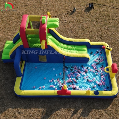 Kids Party Wet DryInflatable Bounce House Water Slide Bouncer Combo Dengan Lebih Besar Splash Pool Climbing Blower Basket Dartboard