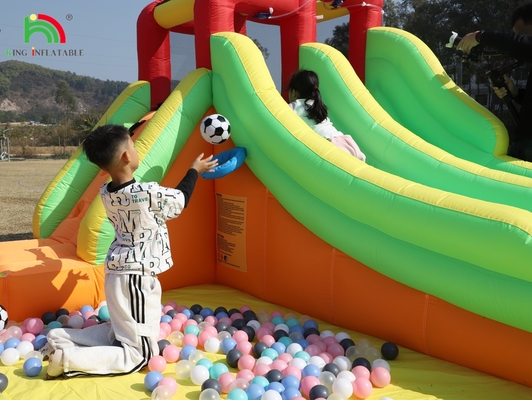 Bouncer Inflatable Combo Bounce House Double Lane Water Slide Inflatable Dengan Kolam Air Trampolin Menembak Net Basket Mendaki
