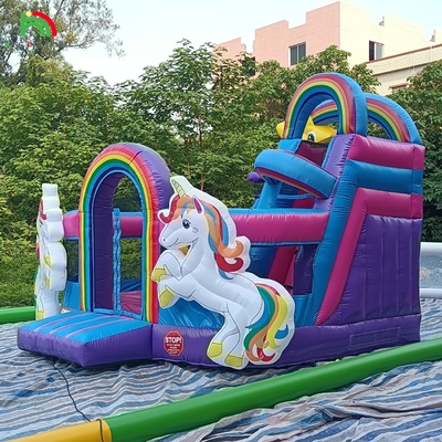Bouncer Inflatable Combo Obstacle Course Bounce Castle Rumah Dengan Slide Ball Pit Climbing Obstacle Blower