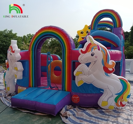 Bouncer Inflatable Combo Obstacle Course Bounce Castle Rumah Dengan Slide Ball Pit Climbing Obstacle Blower