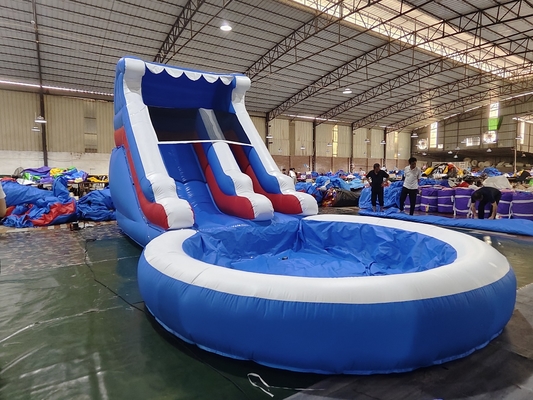 Slide Air Komersial Inflatable Anak-anak Olahraga Luar Ruangan basah kering Slide Air Inflatable Dengan Kolam Air Splash