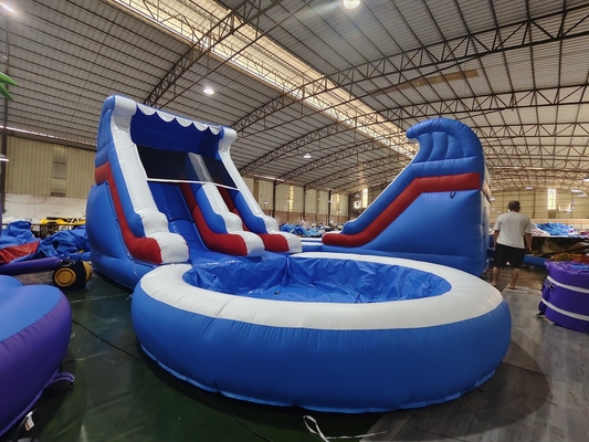 Slide Air Komersial Inflatable Anak-anak Olahraga Luar Ruangan basah kering Slide Air Inflatable Dengan Kolam Air Splash