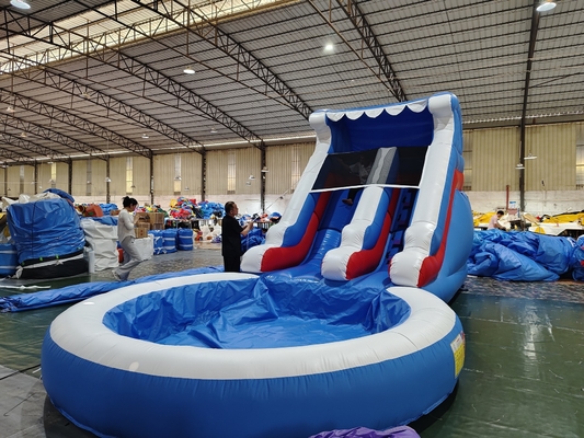 Slide Air Komersial Inflatable Anak-anak Olahraga Luar Ruangan basah kering Slide Air Inflatable Dengan Kolam Air Splash