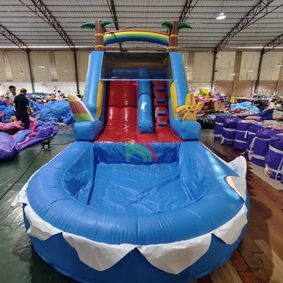 Komersial Kelas PVC Air Slide Inflatable Combo Dengan Kolam Renang