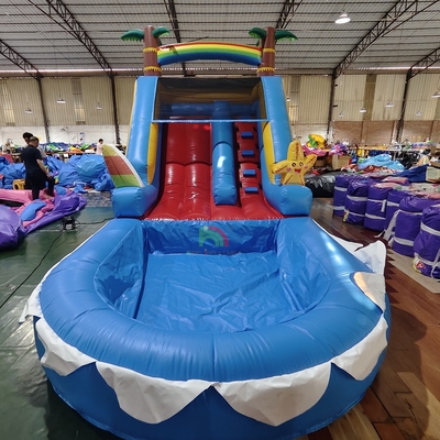 Komersial Kelas PVC Air Slide Inflatable Combo Dengan Kolam Renang