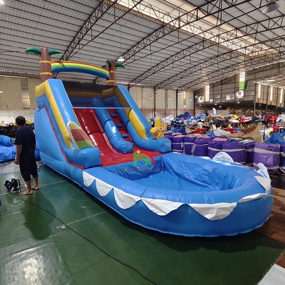 Komersial Kelas PVC Air Slide Inflatable Combo Dengan Kolam Renang