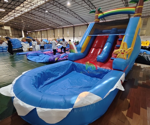 Komersial Kelas PVC Air Slide Inflatable Combo Dengan Kolam Renang