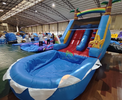 Komersial Kelas PVC Air Slide Inflatable Combo Dengan Kolam Renang