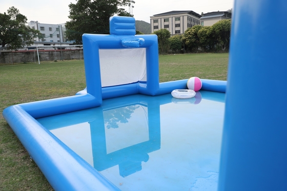 PVC Inflatable Game Olahraga Biru Inflatable Water Volleyball Net Lapangan Lapangan Sepakbola Lapangan Arena Lapangan Sepakbola Inflatable Lapangan