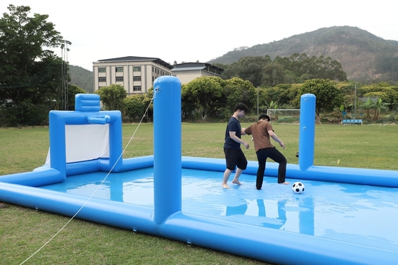 PVC Inflatable Game Olahraga Biru Inflatable Water Volleyball Net Lapangan Lapangan Sepakbola Lapangan Arena Lapangan Sepakbola Inflatable Lapangan