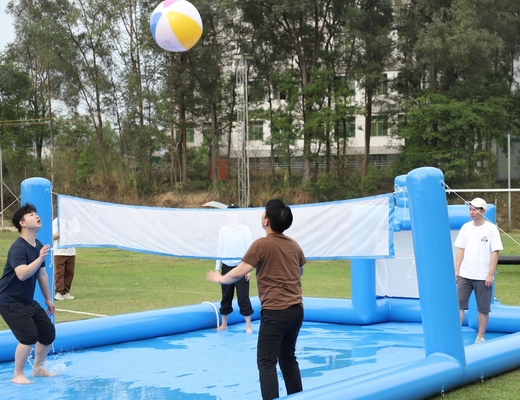 PVC Inflatable Game Olahraga Biru Inflatable Water Volleyball Net Lapangan Lapangan Sepakbola Lapangan Arena Lapangan Sepakbola Inflatable Lapangan