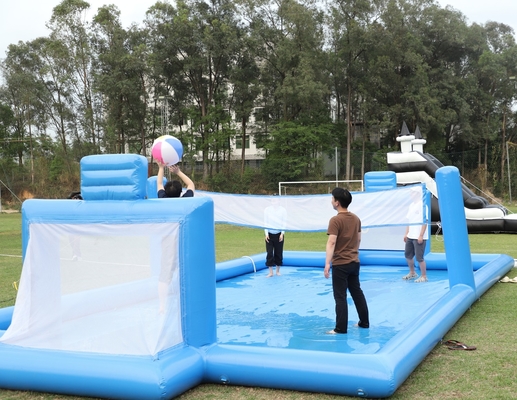 PVC Inflatable Game Olahraga Biru Inflatable Water Volleyball Net Lapangan Lapangan Sepakbola Lapangan Arena Lapangan Sepakbola Inflatable Lapangan