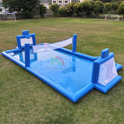 PVC Inflatable Game Olahraga Biru Inflatable Water Volleyball Net Lapangan Lapangan Sepakbola Lapangan Arena Lapangan Sepakbola Inflatable Lapangan