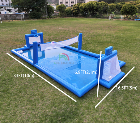 PVC Inflatable Game Olahraga Biru Inflatable Water Volleyball Net Lapangan Lapangan Sepakbola Lapangan Arena Lapangan Sepakbola Inflatable Lapangan