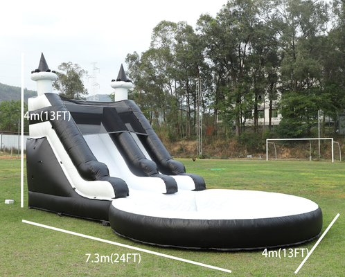 Air Slide Inflatable Putih dan Hitam Water Slide Anak-anak Slide dengan kolam renang Air Splash yang lebih besar