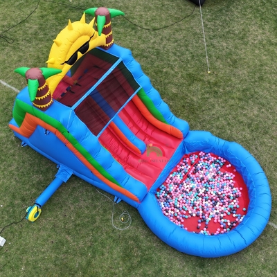 Double Lane PVC Air Slide Inflatable Combo dengan kolam renang Penghalang Menekuk kolam renang Slide Inflatable