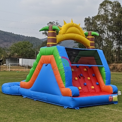Double Lane PVC Air Slide Inflatable Combo dengan kolam renang Penghalang Menekuk kolam renang Slide Inflatable