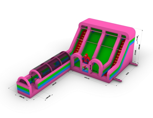 Commercial Grade PVC Spider-Man Water Slide Inflatable Bounce House ComboObstacle Course Slide Inflatable Water Slide