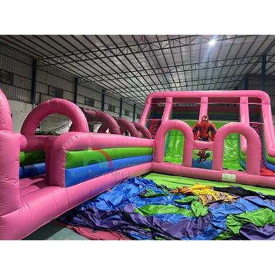 Commercial Grade PVC Spider-Man Water Slide Inflatable Bounce House ComboObstacle Course Slide Inflatable Water Slide