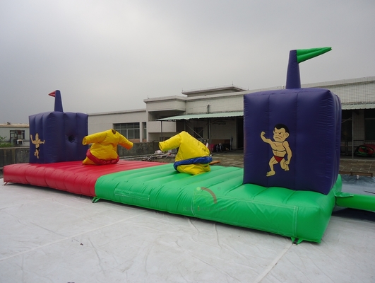 Permainan Tiup Berkualitas Tinggi Karnaval Rumah Balon Sumo Suits Bungee Run untuk Dewasa Anak-anak ﻿