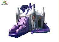 Disesuaikan Purple Dragon Inflatable Jumping Castle Dengan Slide Untuk Anak-Anak